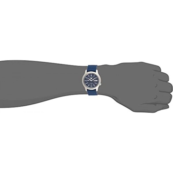 남성용 SNK807 SEIKO 5 자동 스테인리스 스틸 시계, 블루 캔버스 밴드 포함