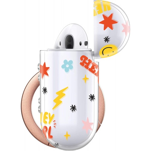 Keybudz Elevate x Swarovski Crystals Series - Girl Power, AirPods용 카라비너가 있는 보호 케이스, Swarovski Crystals - Girl Power 멀티컬러