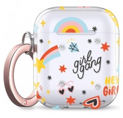 Keybudz Elevate x Swarovski Crystals Series - Girl Power, AirPods용 카라비너가 있는 보호 케이스, Swarovski Crystals - Girl Power 멀티컬러