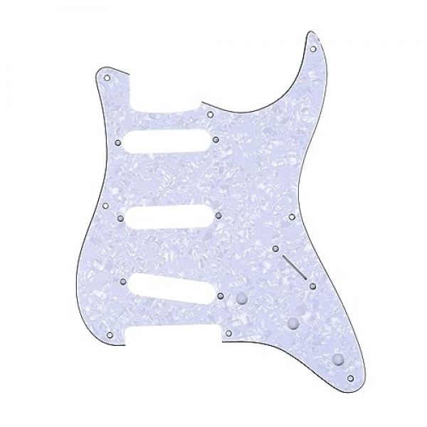 Musiclily Pro 8홀 50s 57 American Stratocaster용 빈티지 스타일 Strat SSS 기타 픽가드, 4겹 화이트 펄