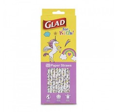 어린이를 위한 GLAD 종이 빨대 | 아이들을 위한 재미있고 사랑스러운 디자인의 유니콘 종이 빨대 | 일회용 종이 빨대 50개 | 어린이용 빨대