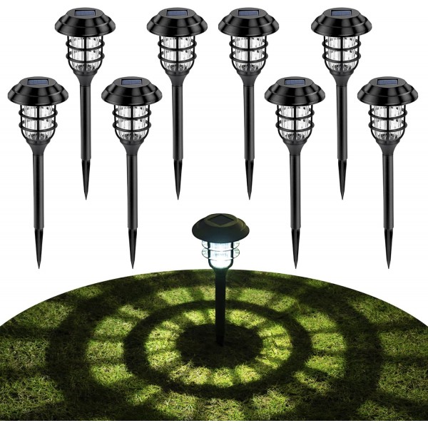 GIGALUMI 8 팩 Solar Pathway Lights Outdoor, Solar Powered Garden Lights, Patio, Lawn, Yard and Landscape용 방수 Led Path Lights-(Cold White)