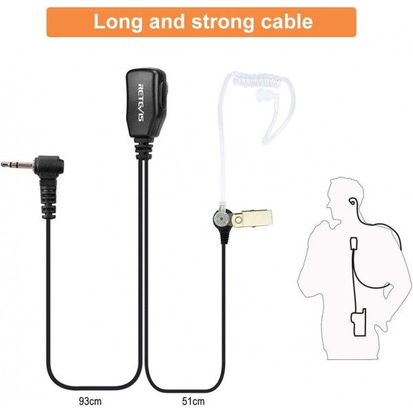 Retevis 라디오 헤드셋 워키토키 헤드폰 1 핀 2.5mm 라디오와 호환 RT45 Motorola TLKR T80 T80 Extreme T82 T82 Extreme T92 H2O T60 T61 T62 T81 Hunter T270 (5 PCS.)