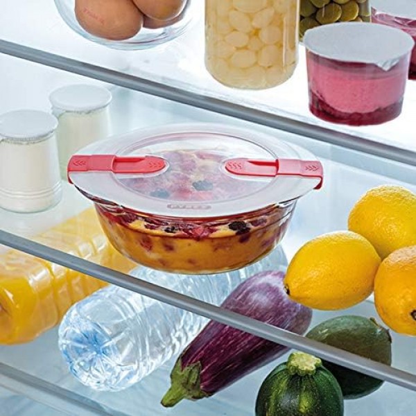 Pyrex 207PH00 Cook & Heat 원형 유리 식품 저장 용기(뚜껑 포함), 무색
