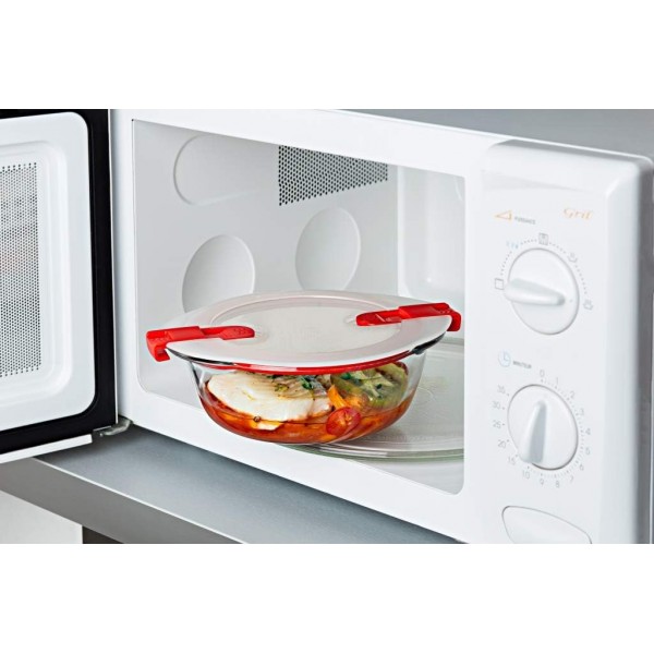 Pyrex 207PH00 Cook & Heat 원형 유리 식품 저장 용기(뚜껑 포함), 무색