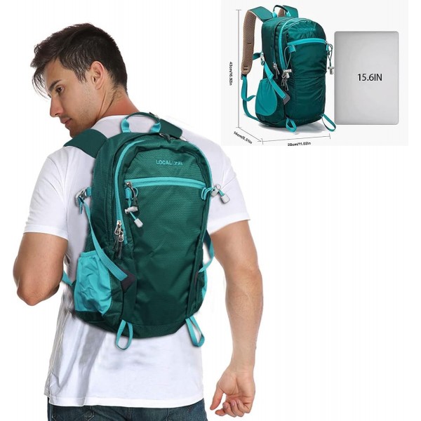 LOCAL LION 하이킹 배낭 자전거 배낭 배낭 20L/30L 하이킹 트레킹 캠핑 사이클링 스포츠 대학 학교 녹색 20l 비 보호 기능이 있는 여성용 및 남성용