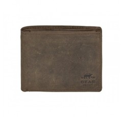 BEAR DESIGN Dark Nature 남성용 브라운 가죽 지갑, 브라운