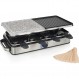 Princess Raclette Grill Deluxe - 스톤 및 알루미늄 플레이트 포함, 양면, 8인용, 라클렛 팬, 1400W, 온도 조절기, 스테인리스 스틸, 브러시드, 162635 스톤 플레이트 포함