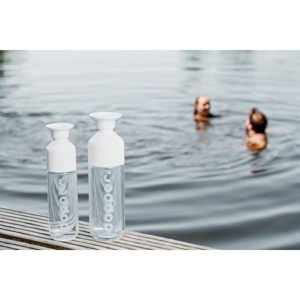 도퍼 유리 물병 - Green Product Award 2021 - 붕규산 유리병 - 400ml, 누출 방지, BPA 프리 - 야외 및 사무실용 물병 400ml 흰색