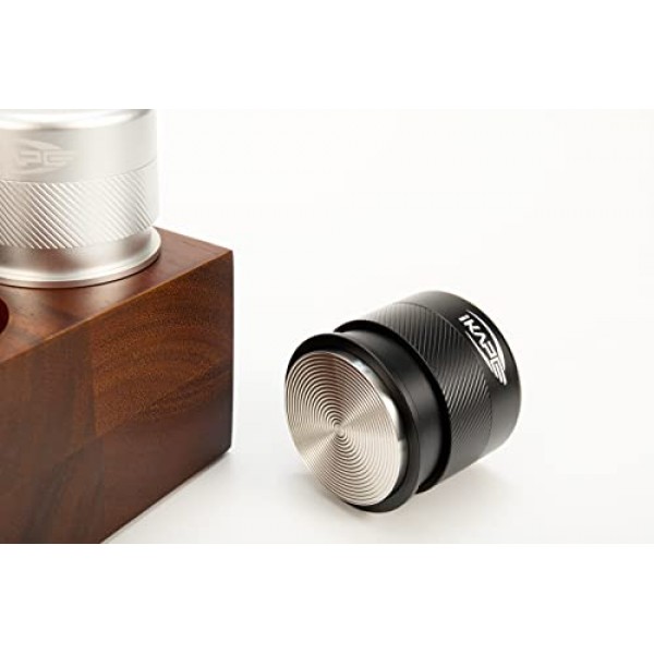 IKAPE 커피 제품, 53MM 에스프레소 탬퍼, 스프링 장착 프리미엄 바리스타 커피 보정 탬퍼, 54MM Breville 바텀리스 포터필터와 호환되는 100% 스테인레스 스틸 탬퍼(블랙)