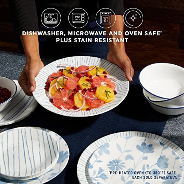 Corelle 6피스 10.25인치 Vitrelle 유리 디너 접시, 경량, 칩/스크래치 방지 - 식물 줄무늬