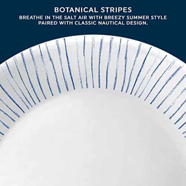 Corelle 6피스 10.25인치 Vitrelle 유리 디너 접시, 경량, 칩/스크래치 방지 - 식물 줄무늬