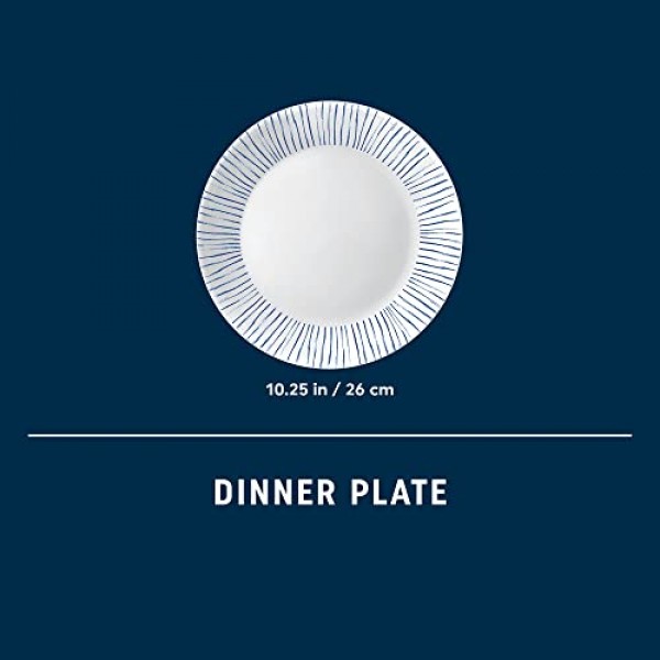 Corelle 6피스 10.25인치 Vitrelle 유리 디너 접시, 경량, 칩/스크래치 방지 - 식물 줄무늬