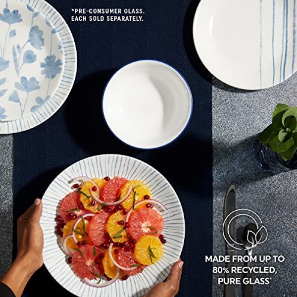 Corelle 6피스 10.25인치 Vitrelle 유리 디너 접시, 경량, 칩/스크래치 방지 - 식물 줄무늬