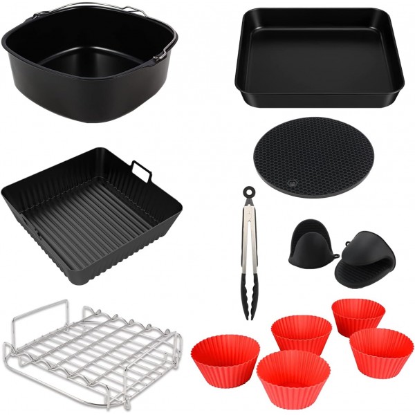 핫 에어 커터 액세서리, Cosori Princess Innsky, Ninja Tefal Uten Balter, 필립스 5.2L-7.3L 에어 프라이어 액세서리, BPA 프리 에어프라이어 액세서리와 호환되는 12개 스퀘어 에어프