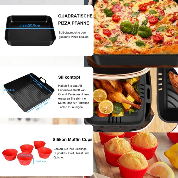 핫 에어 커터 액세서리, Cosori Princess Innsky, Ninja Tefal Uten Balter, 필립스 5.2L-7.3L 에어 프라이어 액세서리, BPA 프리 에어프라이어 액세서리와 호환되는 12개 스퀘어 에어프