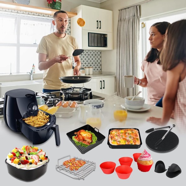 핫 에어 커터 액세서리, Cosori Princess Innsky, Ninja Tefal Uten Balter, 필립스 5.2L-7.3L 에어 프라이어 액세서리, BPA 프리 에어프라이어 액세서리와 호환되는 12개 스퀘어 에어프