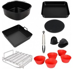 핫 에어 커터 액세서리, Cosori Princess Innsky, Ninja Tefal Uten Balter, 필립스 5.2L-7.3L 에어 프라이어 액세서리, BPA 프리 에어프라이어 액세서리와 호환되는 12개 스퀘어 에어프