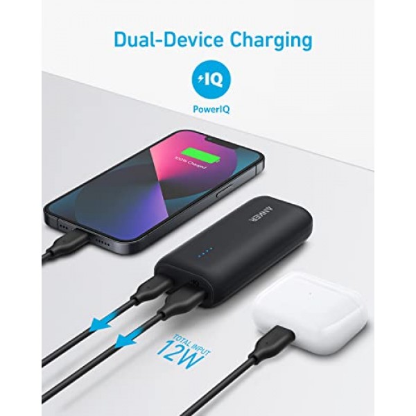 Anker 보조 배터리, 5,200mAh 휴대용 충전기, iPhone 15/15 Plus/15 Pro/15 Pro Max, iPhone 14/13 시리즈, Samsung, Google Pixel, LG 등과 호환(블랙)