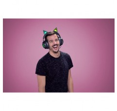 Razer Kraken Kitty 에디션 - 게임용 헤드셋(크로마 조명, 크로스 플레이용 유선, 50mm 드라이버, 라인 컨트롤이 있는 3.5mm 케이블) 블랙 크라켄 키티 에디션 블랙
