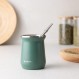Navaris Yerba 메이트 컵 - 300ml 더블 월 스테인리스 스틸 메이트 티 세트, 조롱박 컵 머그, 봄빌라 빨대 및 메이트 음료용 브러시 포함 - 그린