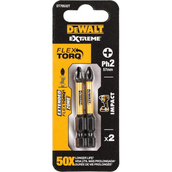 DEWALT Bits Ph2 50mm EXTREME 임팩트 토션(2ST)