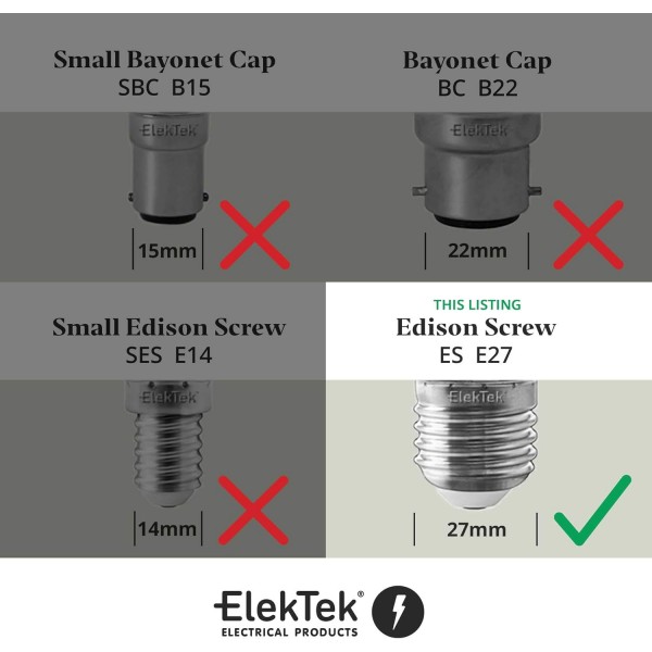 ElekTek 프리미엄 램프 키트 트위스트 골드 플렉스가 있는 황동 일반 E27 램프 홀더, 인라인 스위치 및 3A 영국 플러그