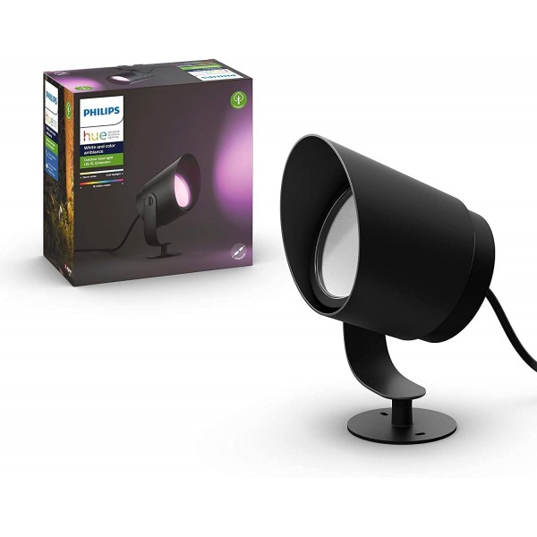 Philips Hue White 및 Color Ambiance LED 받침대 조명 확장 Impress & White & Color Ambiance Lily XL 정원 스포트라이트 블랙 950lm 기본 세트, 밝기 조절 가능, 최대 1,600만 가지 색상