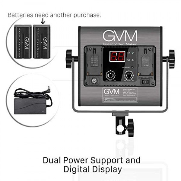 GVM LED 비디오 조명, 480 LED 사진 조명 패널, CRI97, TLCI97, 밝기 조절 가능, 2300K - 6800K, 조명 스탠드가 포함된 비디오 조명 2개, 야외용 키트, 인터뷰, 스튜디오 인물 사진, 
