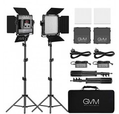 GVM LED 비디오 조명, 480 LED 사진 조명 패널, CRI97, TLCI97, 밝기 조절 가능, 2300K - 6800K, 조명 스탠드가 포함된 비디오 조명 2개, 야외용 키트, 인터뷰, 스튜디오 인물 사진, 
