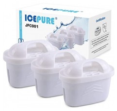 ICEPURE 1001122 교체용 브리타 맥스트라+ 투수 정수 필터, 정화용 7단계 여과 시스템, 3개 팩