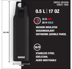 SIGG - 보냉 보틀 - 보온병 Hot & Cold One - 차 여과기 부착 - 누수 방지 - BPA 프리 - 18/8스테인리스 - 0.3L / 0.5L 블랙 H&C ONE 0.5 L