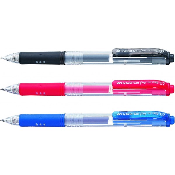 Pentel K157-C Hybrid Gel Grip 수성펜 0.7 mm필기촉 0.35 mm선폭 12개 블루