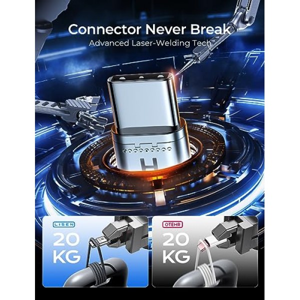 iPhone 15/MacBook Pro/Air용 LISEN 240W USB C-USB C 충전기 케이블[10피트/2팩], iPhone 15/Pro/Plus/Pro Max/iPad Pro/Air용 USBC-USBC 고속 충전 케이블, Type C 코드 삼성 갤럭시 S23