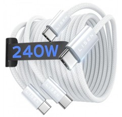 iPhone 15/MacBook Pro/Air용 LISEN 240W USB C-USB C 충전기 케이블[10피트/2팩], iPhone 15/Pro/Plus/Pro Max/iPad Pro/Air용 USBC-USBC 고속 충전 케이블, Type C 코드 삼성 갤럭시 S23