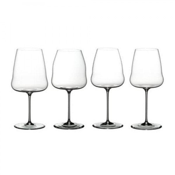 Riedel Winewings 테이스팅 와인 잔 세트(4팩), 와인 푸어러 및 대형 극세사 광택 천(3개 항목)이 포함된 번들