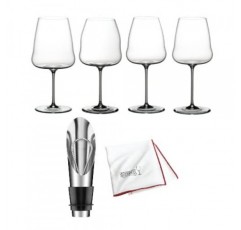 Riedel Winewings 테이스팅 와인 잔 세트(4팩), 와인 푸어러 및 대형 극세사 광택 천(3개 항목)이 포함된 번들