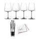 Riedel Winewings 테이스팅 와인 잔 세트(4팩), 와인 푸어러 및 대형 극세사 광택 천(3개 항목)이 포함된 번들