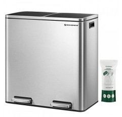 SONGMICS 폐기물 분리통(플라스틱 내부 버킷 2개 포함), 60L