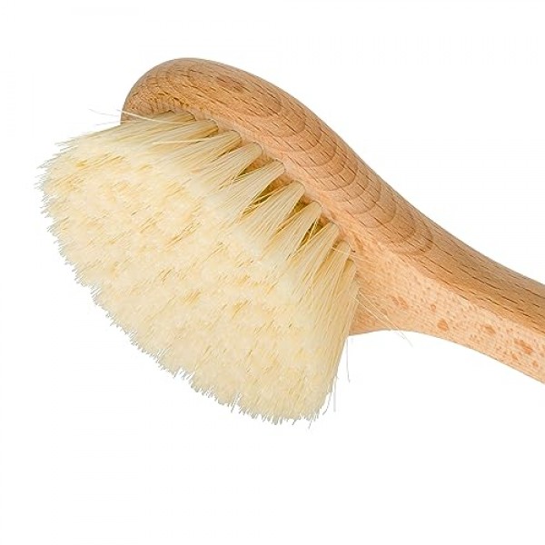 Redecker 100% 독일산 원형 돼지털 목욕 브러쉬, 기름칠한 너도밤나무 손잡이, 14-1/5인치