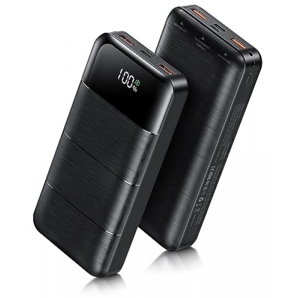 보조 배터리 휴대용 충전기 - 32000mAh 보조 배터리 출력 5V3A 고속 충전기 스마트폰 및 모든 USB 장치와 호환되는 LED 디스플레이가 내장된 휴대용 충전기(검은색)