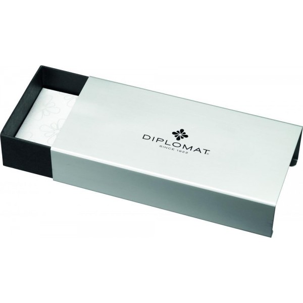 DIPLOMAT - 수성펜 Excellence A 플러스 마름모 기요치드 라피스 블랙 - 세련되고 우아한 - 긴 수명 - 은색 기요셰가 있는 라피스 블랙 - 5년 보증