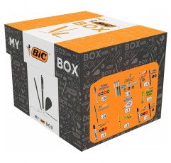 BIC 편지지 세트: 볼펜 75개, 형광펜 8개, 풀 2개, 마커 7개, 수정 롤러 8개 및 샤프 펜슬 24개, My BIC Box Unique