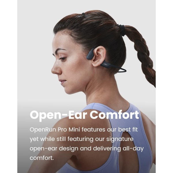 SHOKZ 【미니 사이즈】 OpenRun Pro 미니 골전도 헤드폰, 마이크가 있는 개방형 무선 스포츠 헤드폰, 블루투스 골전도 헤드셋, 방수 및 방진, 스포츠용 Soulmate, 블랙