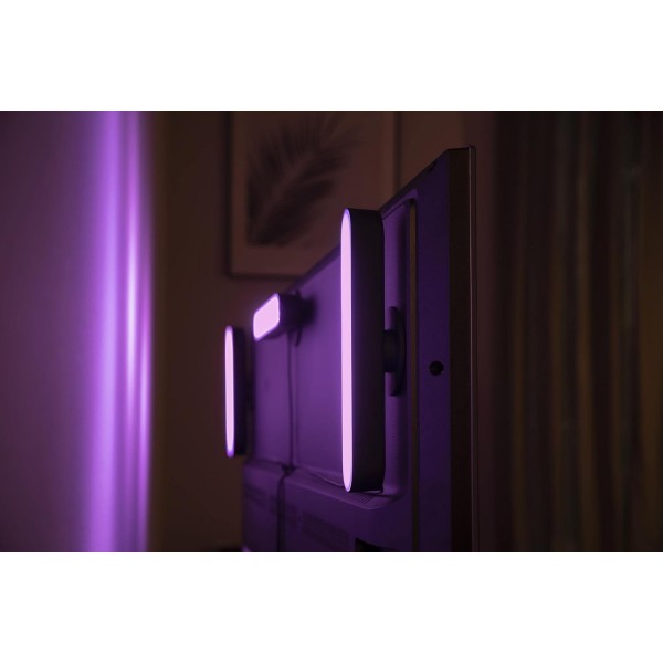 Philips Hue 디머 스위치 | Philips Hue 시스템용 액세서리 | 설치 없이 무선 디밍 + Philips Hue White 및 Color Ambiance Play Lightbar 2팩, 블랙