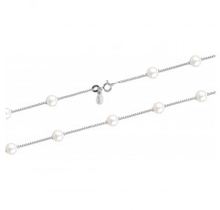 LeCalla Links Sterling Silver 이탈리아어 모조 진주 스테이션 체인 목걸이 십대 및 여성용 16, 18, 20, 24 인치 18.0 인치