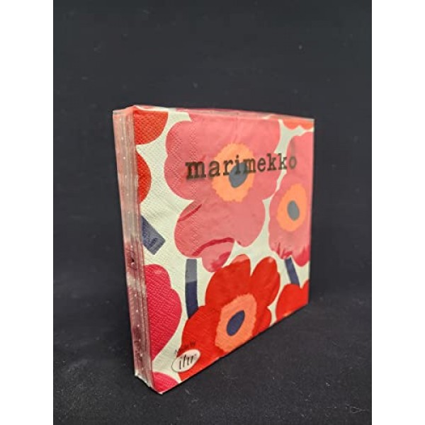 IHR 아이디얼 홈 레인지 파티 냅킨 Marimekko 일회용 3겹 종이 점심 냅킨 팩, 6.5