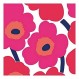 IHR 아이디얼 홈 레인지 파티 냅킨 Marimekko 일회용 3겹 종이 점심 냅킨 팩, 6.5" x 6.5", Unikko(빨간색), 20개