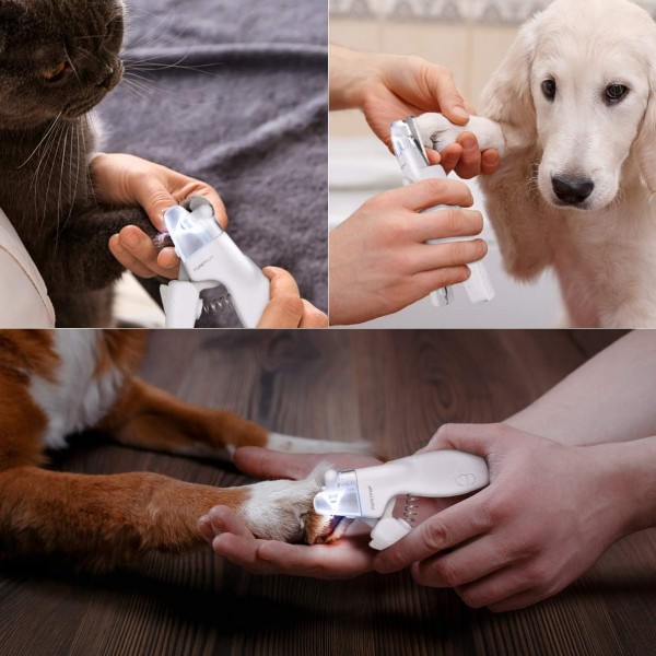 POPETPOP Dog Claw Clippers - 개와 고양이를 위한 LED 조명이 있는 손톱깎이 네일 커터 네일 파일이 있는 슈퍼 세이프 클로 클리퍼