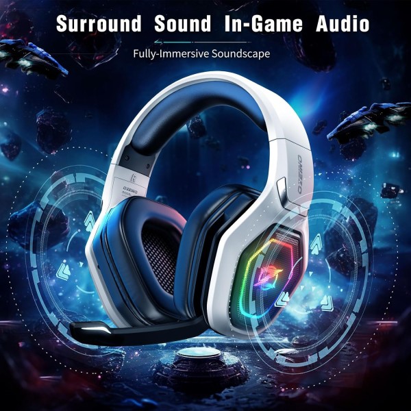 PS5, PS4, PC용 Ozeino OW810 무선 게임용 헤드셋, 10시간 이상의 배터리 수명, Bluetooth 모드
